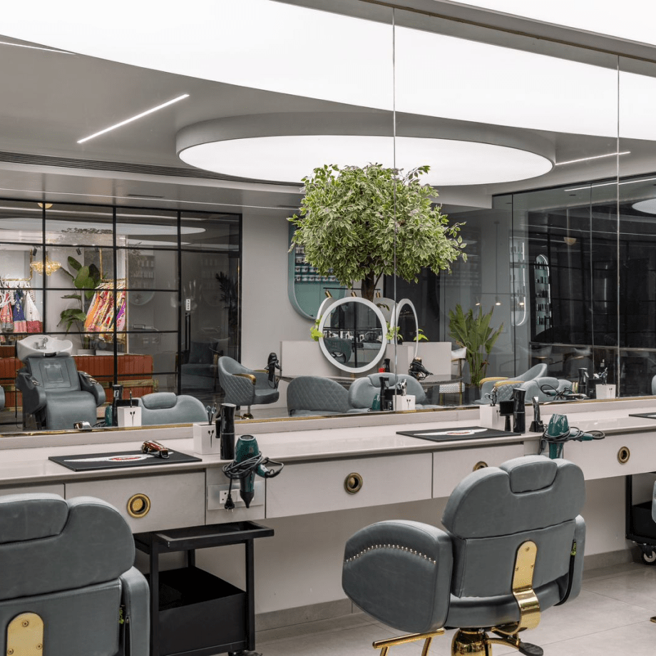 Stretch ceiling installation in the salon in Ahmedabad