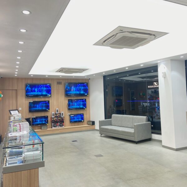 NEWMAT translucent ceiling installation for retail showroom lighting in Vadodara