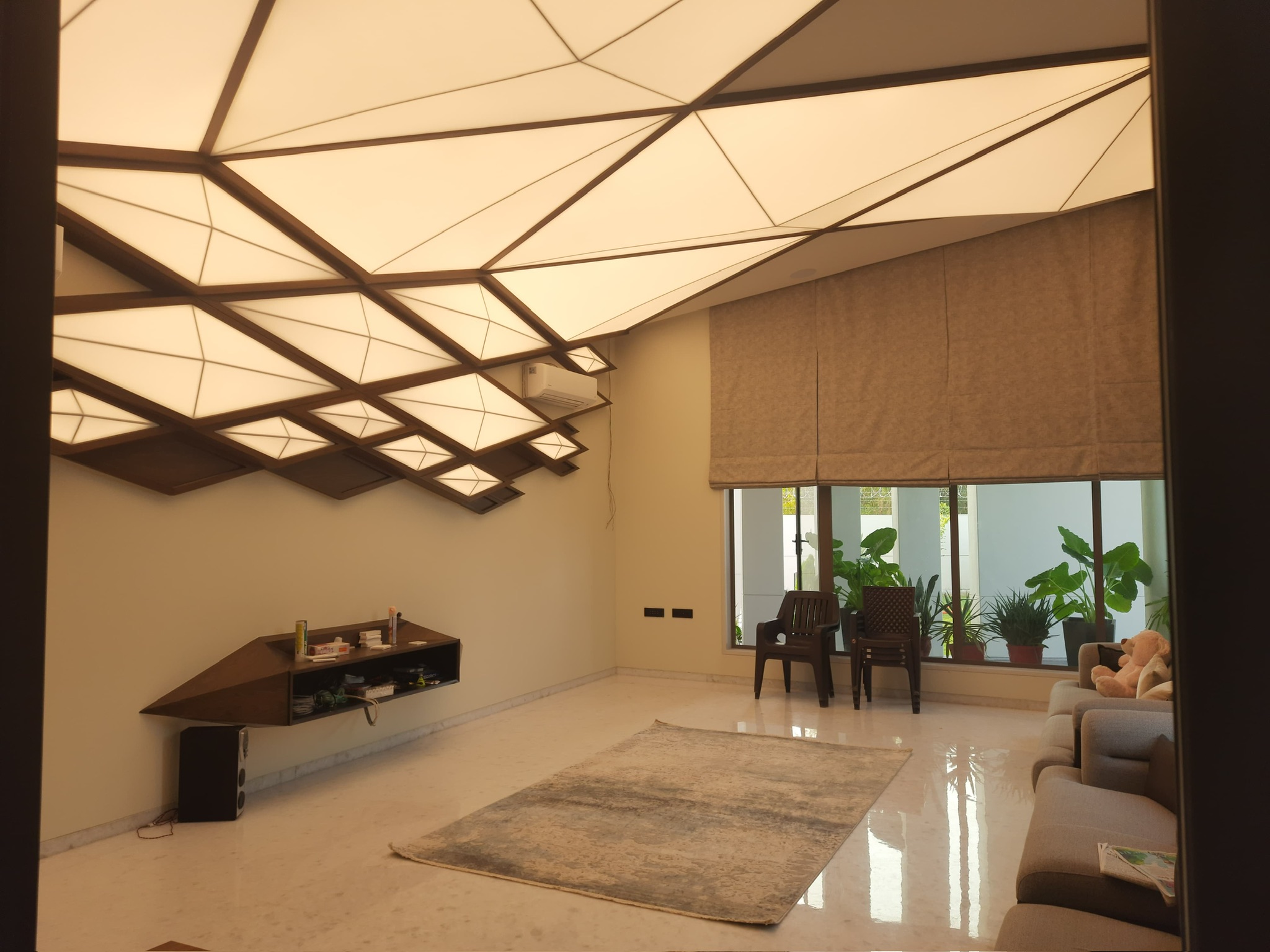 3D origami translucent stretch ceiling at Patel Residence Vadodara